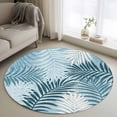 thumbnail image 1 of Round Area Rugs 3Ft, Blue Teal Palm Leaves Washable Rug for Entryway, Hallway, Summer Botanical Tropical Leaf Non Slip Area Rugs Low Pile Carpet for Home Decor, 1 of 8