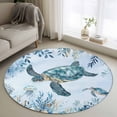 thumbnail image 1 of Round Area Rugs 4 Feet - Sea Turtle Coral Seaweed Soft Indoor Throw Rugs Carpets for Living Dining Bedroom Kids Room Non-Slip Playroom Crawl Rug Floor Mats Blue Underwater World, 1 of 9