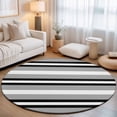 thumbnail image 1 of Round Area Rugs 4Ft, Black Gray Striped Non-Slip Washable Circle Rugs Carpet, Contemporary Minimalist Lines Art Indoor Outdoor Rug Floor Mats Throw Runner for Bedroom Living Room Bathroom, 1 of 8