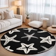 thumbnail image 1 of Round Area Rugs 4Ft, Black Starfish Coastal Non-Slip Washable Circle Rugs Carpet, Nautical Summer Ocean Abstract Art Indoor Outdoor Rug Floor Mats Throw Runner for Bedroom Living Room Bathroom, 1 of 8