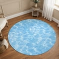 thumbnail image 1 of Round Area Rugs 4Ft, Blue Ocean Waves Non-Slip Washable Circle Rugs Carpet, Summer Sea Blue Coastal Indoor Outdoor Rug Floor Mats Throw Runner for Bedroom Living Room Bathroom, 1 of 8