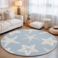 thumbnail image 1 of Round Area Rugs 4Ft, Blue Starfish Coastal Non-Slip Washable Circle Rugs Carpet, Nautical Summer Ocean Abstract Art Indoor Outdoor Rug Floor Mats Throw Runner for Bedroom Living Room Bathroom, 1 of 8