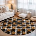 thumbnail image 1 of Round Area Rugs 4Ft, Burnt Orange Geometric Non-Slip Washable Circle Rugs Carpet, Black White Boho Indoor Outdoor Rug Floor Mats Throw Runner for Bedroom Living Room Bathroom, 1 of 8