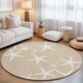 thumbnail image 1 of Round Area Rugs 4Ft, Coastal Starfish Non-Slip Washable Circle Rugs Carpet, Summer Ocean Waves Ombre Sea Beige Indoor Outdoor Rug Floor Mats Throw Runner for Bedroom Living Room Bathroom, 1 of 8