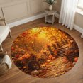 thumbnail image 1 of Round Area Rugs 4Ft, Fall Pumpkins Non-Slip Washable Circle Rugs Carpet, Farmhouse Country Maple Leaves Orange Indoor Outdoor Rug Floor Mats Throw Runner for Bedroom Living Room Bathroom, 1 of 8
