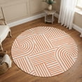 thumbnail image 1 of Round Area Rugs 4Ft, Orange Boho Non-Slip Washable Circle Rugs Carpet, Abstract Geometric Curves Lines Modern Indoor Outdoor Rug Floor Mats Throw Runner for Bedroom Living Room Bathroom, 1 of 8