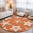 thumbnail image 1 of Round Area Rugs 4Ft, Orange Starfish Coastal Non-Slip Washable Circle Rugs Carpet, Nautical Summer Ocean Abstract Art Indoor Outdoor Rug Floor Mats Throw Runner for Bedroom Living Room Bathroom, 1 of 8