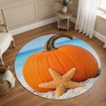thumbnail image 1 of Round Area Rugs 4Ft, Pumpkin Coastal Non-Slip Washable Circle Rugs Carpet, Thanksgiving Fall Beach Starfish Indoor Outdoor Rug Floor Mats Throw Runner for Bedroom Living Room Bathroom, 1 of 8