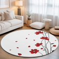 thumbnail image 1 of Round Area Rugs 4Ft, Red Poppy Flowers Non-Slip Washable Circle Rugs Carpet, Spring Modern Abstract Floral Rustic Indoor Outdoor Rug Floor Mats Throw Runner for Bedroom Living Room Bathroom, 1 of 8