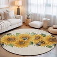thumbnail image 1 of Round Area Rugs 4Ft, Sunflower Non-Slip Washable Circle Rugs Carpet, Green Botanical Yellow Floral Summer Rustic Indoor Outdoor Rug Floor Mats Throw Runner for Bedroom Living Room Bathroom, 1 of 8