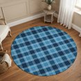 thumbnail image 1 of Round Area Rugs 4Ft, Teal Blue Checkered Non-Slip Washable Circle Rugs Carpet, Modern Farmhouse Blue Plaid Indoor Outdoor Rug Floor Mats Throw Runner for Bedroom Living Room Bathroom, 1 of 8