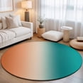 thumbnail image 1 of Round Area Rugs 4Ft, Teal Orange Ombre Non-Slip Washable Circle Rugs Carpet, Contemporary Art Abstract Aesthetics Indoor Outdoor Rug Floor Mats Throw Runner for Bedroom Living Room Bathroom, 1 of 8
