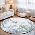 thumbnail image 1 of Round Area Rugs 4Ft, Watercolor Marine Coral Non-Slip Washable Circle Rugs Carpet, Nautical Coastal Starfish Conch Shell Indoor Outdoor Rug Floor Mats Throw Runner for Bedroom Living Room Bathroom, 1 of 7