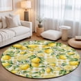 thumbnail image 1 of Round Area Rugs 4Ft, Yellow Lemons Non-Slip Washable Circle Rugs Carpet, Summer Botanical Checkered Pastoral Indoor Outdoor Rug Floor Mats Throw Runner for Bedroom Living Room Bathroom, 1 of 8