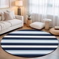 thumbnail image 1 of Round Area Rugs 5Ft, Blue Navy Striped Non-Slip Washable Circle Rugs Carpet, Modern Ombre Abstract Lines Pattern Indoor Outdoor Rug Floor Mats Throw Runner for Bedroom Living Room Bathroom, 1 of 8