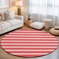 thumbnail image 1 of Round Area Rugs 5Ft, Boho Red Stripe Non-Slip Washable Circle Rugs Carpet, Abstract Geometric White Minimalist Indoor Outdoor Rug Floor Mats Throw Runner for Bedroom Living Room Bathroom, 1 of 8