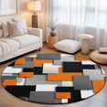 thumbnail image 1 of Round Area Rugs 5Ft, Burnt Orange Black Geometric Non-Slip Washable Circle Rugs Carpet, Modern Abstract Art Block Indoor Outdoor Rug Floor Mats Throw Runner for Bedroom Living Room Bathroom, 1 of 8
