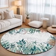 thumbnail image 1 of Round Area Rugs 5Ft, Coastal Green Seaweed Non-Slip Washable Circle Rugs Carpet, Summer Beach Coral Starfish Retro Indoor Outdoor Rug Floor Mats Throw Runner for Bedroom Living Room Bathroom, 1 of 8