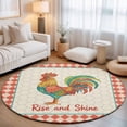 thumbnail image 1 of Round Area Rugs 5Ft, Farmhouse Rooster Non-Slip Washable Circle Rugs Carpet, Orange Beige Plaid Geometric Country Indoor Outdoor Rug Floor Mats Throw Runner for Bedroom Living Room Bathroom, 1 of 8