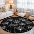 thumbnail image 1 of Round Area Rugs 5Ft, Spring Dandelion Non-Slip Washable Circle Rugs Carpet, Modern Country Flower Black White Indoor Outdoor Rug Floor Mats Throw Runner for Bedroom Living Room Bathroom, 1 of 8