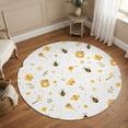 thumbnail image 1 of Round Area Rugs 5Ft, Summer Bee Non-Slip Washable Circle Rugs Carpet, Sweet Honey Spring Floral Botanical Indoor Outdoor Rug Floor Mats Throw Runner for Bedroom Living Room Bathroom, 1 of 5
