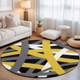 thumbnail image 1 of Round Area Rugs 5Ft, Yellow Black Geometric Non-Slip Washable Circle Rugs Carpet, Modern Art Abstract Grey Line Indoor Outdoor Rug Floor Mats Throw Runner for Bedroom Living Room Bathroom, 1 of 8