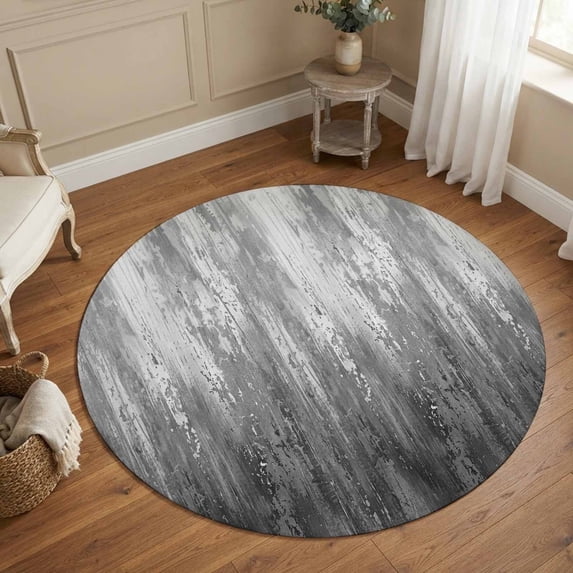 Round Area Rugs 6Ft, Abstract Grey Non-Slip Washable Circle Rugs Carpet, Modern Gradient Minimalist Mottled Art Indoor Outdoor Rug Floor Mats Throw Runner for Bedroom Living Room Bathroom