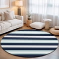 thumbnail image 1 of Round Area Rugs 6Ft, Aqua Navy Blue Striped Non-Slip Washable Circle Rugs Carpet, Modern Abstract Lines Geometric Indoor Outdoor Rug Floor Mats Throw Runner for Bedroom Living Room Bathroom, 1 of 8