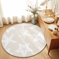 thumbnail image 1 of Round Area Rugs 6Ft, Beige White Starfish Coastal Non-Slip Washable Circle Rugs Carpet, Nautical Summer Ocean Abstract Art Indoor Outdoor Rug Floor Mats Throw Runner for Bedroom Living Room Bathroom, 1 of 8