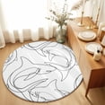 thumbnail image 1 of Round Area Rugs 6Ft, Black White Shark Non-Slip Washable Circle Rugs Carpet, Modern Line Abstract Art Indoor Outdoor Rug Floor Mats Throw Runner for Bedroom Living Room Bathroom, 1 of 8