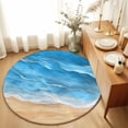 thumbnail image 1 of Round Area Rugs 6Ft, Blue Coastal Beach Non-Slip Washable Circle Rugs Carpet, Summer Nautical Ocean Beige Seaside Indoor Outdoor Rug Floor Mats Throw Runner for Bedroom Living Room Bathroom, 1 of 8