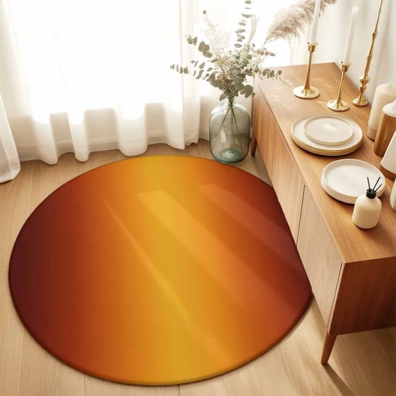 Round Area Rugs 6Ft, Burnt Orange Yellow Ombre Non-Slip Washable Circle Rugs Carpet, Modern Art Abstract Aesthetics Indoor Outdoor Rug Floor Mats Throw Runner for Bedroom Living Room Bathroom