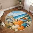 thumbnail image 1 of Round Area Rugs 6Ft, Fall Coastal Pumpkins Non-Slip Washable Circle Rugs Carpet, Thanksgiving Nautical Beach Waves Indoor Outdoor Rug Floor Mats Throw Runner for Bedroom Living Room Bathroom, 1 of 8