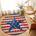 thumbnail image 1 of Round Area Rugs 6Ft, Independence Day Non-Slip Washable Circle Rugs Carpet, 4 of July Blue Red Stars Striped Wood Indoor Outdoor Rug Floor Mats Throw Runner for Bedroom Living Room Bathroom, 1 of 8