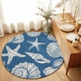 thumbnail image 1 of Round Area Rugs 6Ft, Lake Blue Starfish Coastal Non-Slip Washable Circle Rugs Carpet, Shell Summer Beach Nautical Indoor Outdoor Rug Floor Mats Throw Runner for Bedroom Living Room Bathroom, 1 of 8