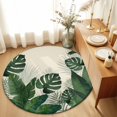 thumbnail image 1 of Round Area Rugs 6Ft, Monstera Leaves Non-Slip Washable Circle Rugs Carpet, Summer Green Tropical Plants Leaf Beige Indoor Outdoor Rug Floor Mats Throw Runner for Bedroom Living Room Bathroom, 1 of 8