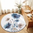 thumbnail image 1 of Round Area Rugs 6Ft, Navy Blue Floral Non-Slip Washable Circle Rugs Carpet, Watercolor Flowers Farmhouse Indoor Outdoor Rug Floor Mats Throw Runner for Bedroom Living Room Bathroom, 1 of 8