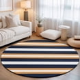 thumbnail image 1 of Round Area Rugs 6Ft, Orange Navy Blue Striped Non-Slip Washable Circle Rugs Carpet, Minimalist Farmhouse Lines Indoor Outdoor Rug Floor Mats Throw Runner for Bedroom Living Room Bathroom, 1 of 8