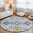 thumbnail image 1 of Round Area Rugs 6Ft, Vintage Ethnic Non-Slip Washable Circle Rugs Carpet, Morocco Boho Farmhouse Abstract Texture Indoor Outdoor Rug Floor Mats Throw Runner for Bedroom Living Room Bathroom, 1 of 8