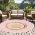 thumbnail image 1 of Round Area Rugs 7 Feet - Golden Crown Queen Pink Lattice Soft Indoor Throw Rugs Carpets for Living Dining Bedroom Kids Room Non-Slip Playroom Crawl Rug Floor Mats White Dot, 1 of 9