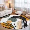 thumbnail image 1 of Round Area Rugs 7Ft, Boho Middle Century Non-Slip Washable Circle Rugs Carpet, Abstract Orange Geometric Botanical Indoor Outdoor Rug Floor Mats Throw Runner for Bedroom Living Room Bathroom, 1 of 8