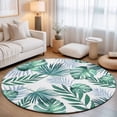 thumbnail image 1 of Round Area Rugs 7Ft, Green Monstera Leaves Non-Slip Washable Circle Rugs Carpet, Tropical Blue Palm Leaf Botanical Summer Indoor Outdoor Rug Floor Mats Throw Runner for Bedroom Living Room Bathroom, 1 of 8