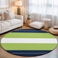 thumbnail image 1 of Round Area Rugs 7Ft, Navy Blue Green Stripe Non-Slip Washable Circle Rugs Carpet, Modern Art Horizontal Striped Indoor Outdoor Rug Floor Mats Throw Runner for Bedroom Living Room Bathroom, 1 of 8