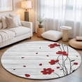 thumbnail image 1 of Round Area Rugs 7Ft, Red Poppy Flowers Non-Slip Washable Circle Rugs Carpet, Spring Modern Abstract Floral Wood Indoor Outdoor Rug Floor Mats Throw Runner for Bedroom Living Room Bathroom, 1 of 8