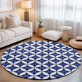thumbnail image 1 of Round Area Rugs 7Ft, Retro Rhombus Non-Slip Washable Circle Rugs Carpet, Morocco Abstract Geometric Art Navy Blue Indoor Outdoor Rug Floor Mats Throw Runner for Bedroom Living Room Bathroom, 1 of 8