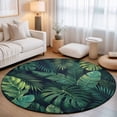 thumbnail image 1 of Round Area Rugs 7Ft, Tropical Plants Non-Slip Washable Circle Rugs Carpet, Summer Watercolor Green Palm Leaves Indoor Outdoor Rug Floor Mats Throw Runner for Bedroom Living Room Bathroom, 1 of 8