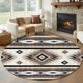 thumbnail image 1 of Round Area Rugs 8 Feet - Boho Brown Farm Aztec Geometric Soft Indoor Throw Rugs Carpets for Living Dining Bedroom Kids Room Non-Slip Playroom Crawl Rug Floor Mats Southwest Ethnic Wind, 1 of 9