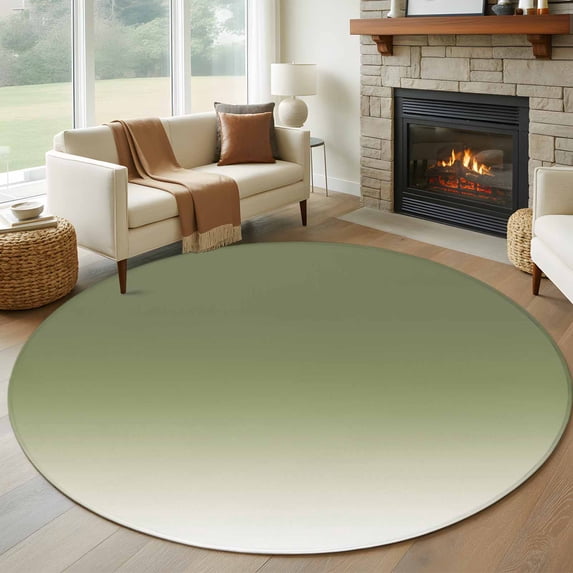 Round Area Rugs 8 Feet - Sage Green Gradient Ombre Soft Indoor Throw Rugs Carpets for Living Dining Bedroom Kids Room Non-Slip Playroom Crawl Rug Floor Mats Solid Color Background