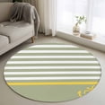 thumbnail image 1 of Round Area Rugs Collection 3.3 Ft, Anchor Sage Green Non-Slip Residential Carpet, Yellow Nautical White Geometric Stripe Indoor Crawling Mats Doormat Runner Rugs Play Mat for Bedroom, 1 of 8