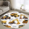 thumbnail image 1 of Round Area Rugs Collection 3.3 Ft, Construction Truck Non-Slip Residential Carpet, Cartoon Grips and Bulldozers Stirrup Car Indoor Crawling Mats Doormat Runner Rugs Play Mat for Bedroom, 1 of 8